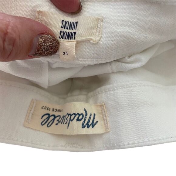 Madewell 31 Skinny Skinny Jeans White Denim Stretch 8" Basic Casual - Picture 2 of 10